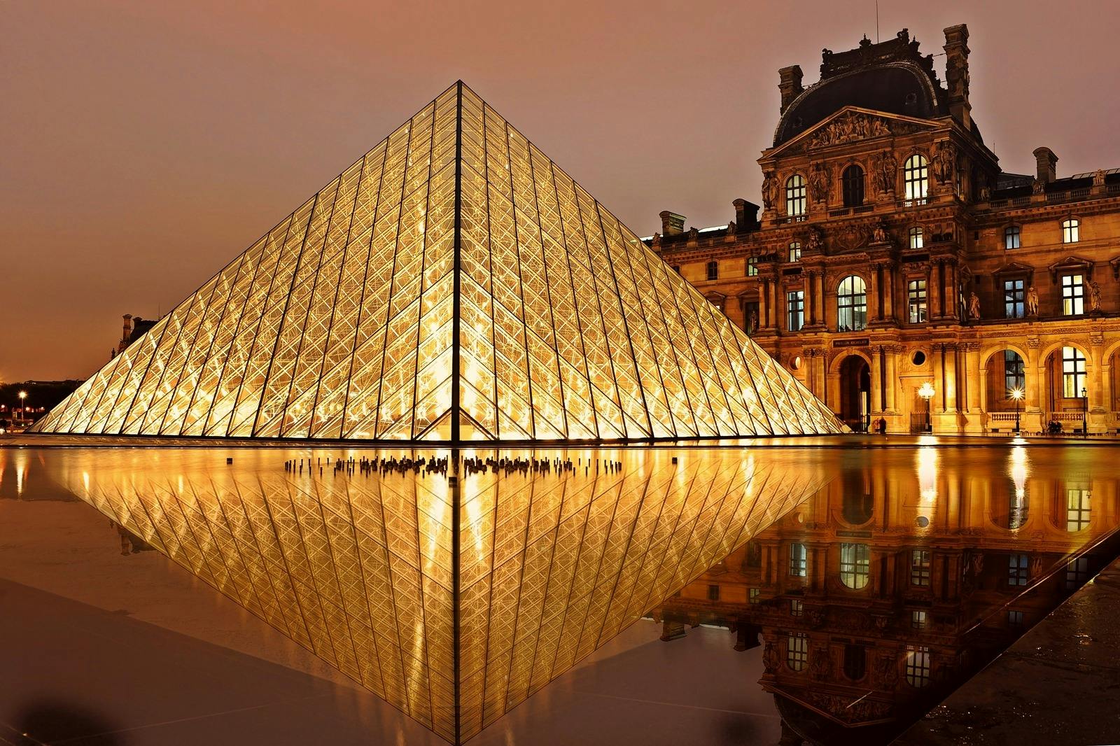 Louvre Pyramid Paris at Night